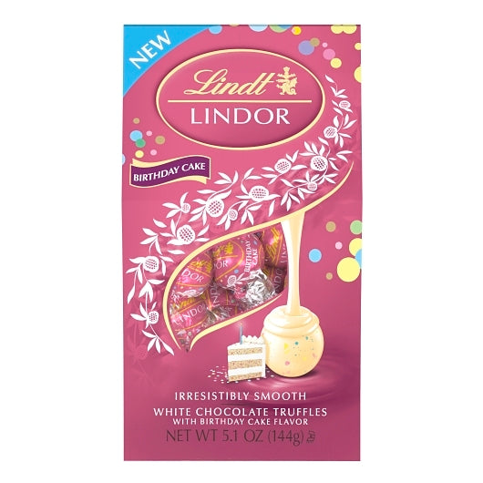 Lindt Lindor Birthday Cake White Chocolate Candy Truffles, 6 x 5.1 oz Case - Bakery & Desserts
