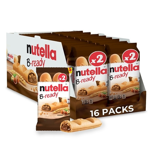 Nutella B-Ready T2X16X4, Crispy Wafer Filled With Nutella Hazelnut Spread, 4 x 16 x 1.55 oz Case - Bakery & Desserts - i