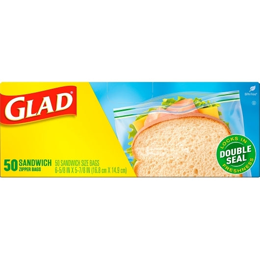 Glad FOOD STORAGE ZIPPER SANDWICH, 12 x 50 ct Case - DOT product image 2