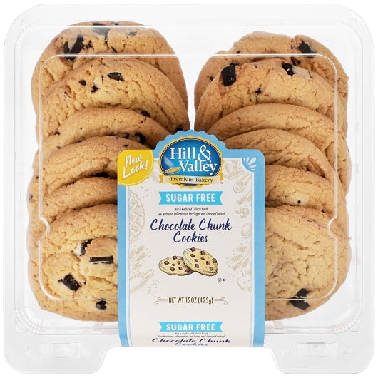 Hill & Valley Sugar Free Chocolate Chunk Cookie, 8 x 15 oz Case - DOT product image 2