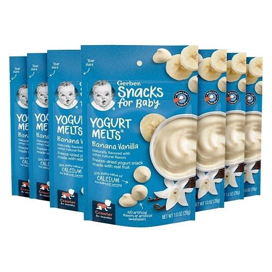 Gerber Graduates Banana Vanilla Yogurt Melts Baby Snack Pouch, 7 x 1 oz Case - Cheese & Dairy - image 2