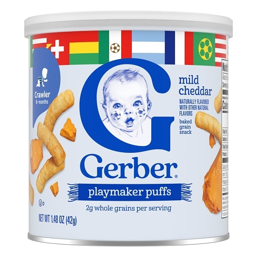 Gerber Non-GMO Mild Cheddar Lil Crunchies Baby Snack Can With Whole Grains, 6 x 1.48 oz Case - DOT product image 2