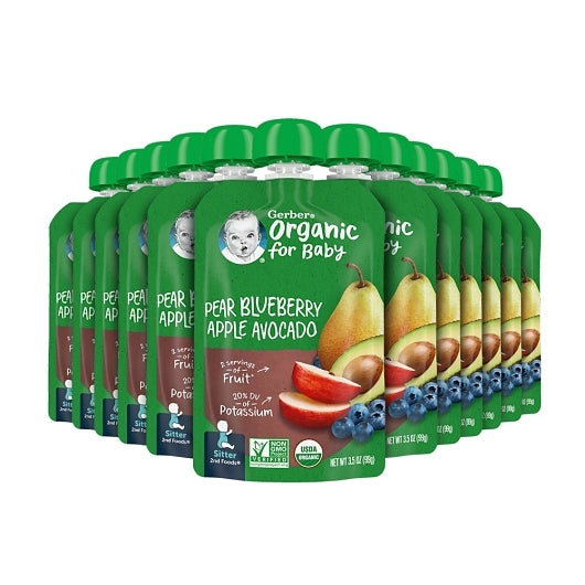 Gerber Pear Blueberry Apple Avocado Puree Baby Food Pouch, 2 x 6 x 3.5 oz Case - Baby Food - image 2