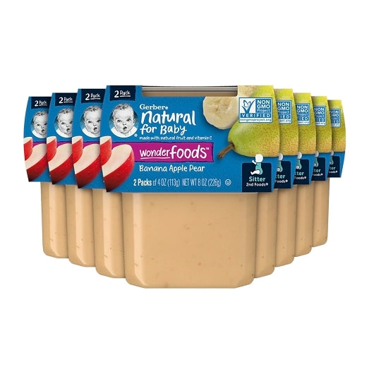 Gerber 2nd Foods Non-GMO Banana Apple Pear Puree Baby Food Tub, 2x 4 oz Tubs, 8 x 8 oz Case - DOT product image 2