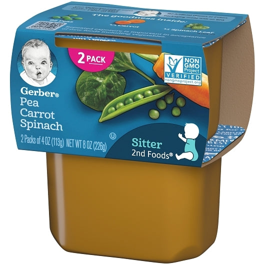 Gerber Natural for Baby Non-GMO Pea Carrot Spinach Puree Baby Food Tub, 2x 4 oz Tubs, 8 x 8 oz Case - DOT product image 8