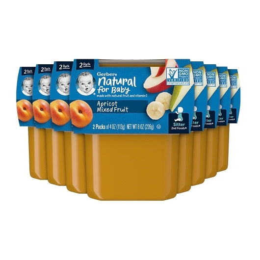 Gerber Natural for Baby Non-GMO Apricot Mixed Fruit Puree Baby Food Tub, 2x 4 oz Tubs, 8 x 8 oz Case - DOT product image 2