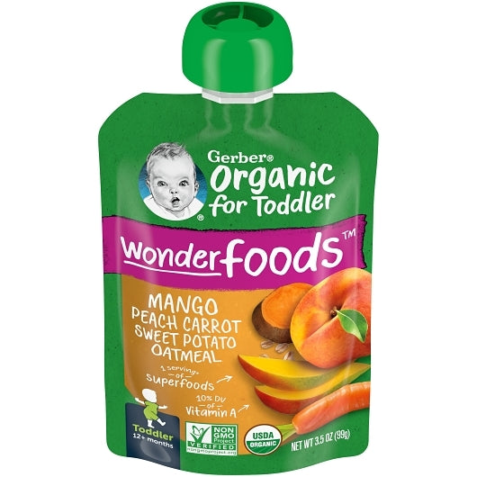 Gerber 2Nd Foods Mango Peach Sweet Potato Oat Infant Puree Pouch, 2 x 6 x 3.5 oz Case - Baby Food - image 2