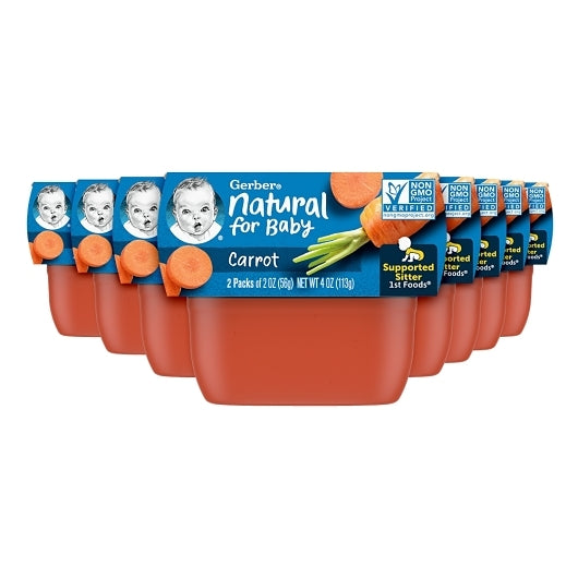 Gerber 1st Foods Non-GMO Carrot Puree Baby Food Tub, 2x 2 oz Tubs, 2 x 4 x 4 oz Case - DOT product image 2