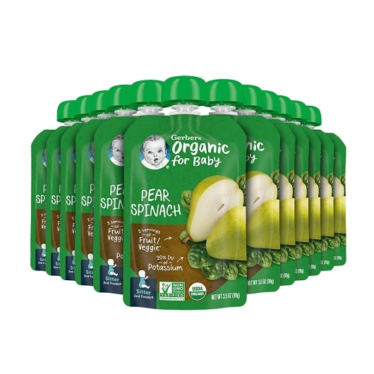 Gerber Pear Spinach Puree Baby Food Pouch, 2 x 6 x 3.5 oz Case - Baby Food - image 2