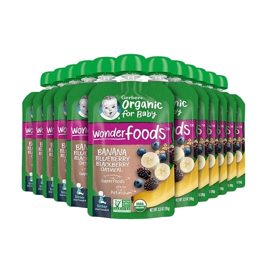 Gerber Banana Blueberry Blackberry Oatmeal Puree Baby Food Pouch, 2 x 6 x 3.5 oz Case - Baby Food - image 2