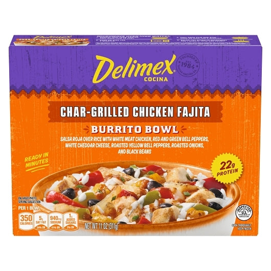 Delimex Char-grilled Chicken Fajita Burrito Bowl, 8 x 11 oz Case - Plates Bowls - image 2