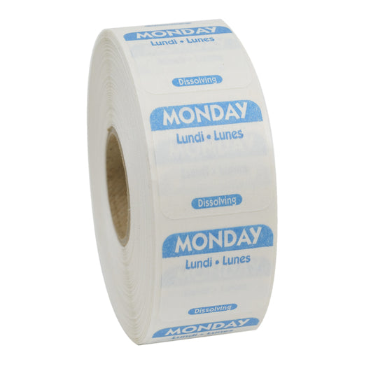 NCCO National Checking 1 Inch X 1 Inch Trilingual Blue Monday Dissolvable Label, 1 x 1000 each Case - Guest Checks &