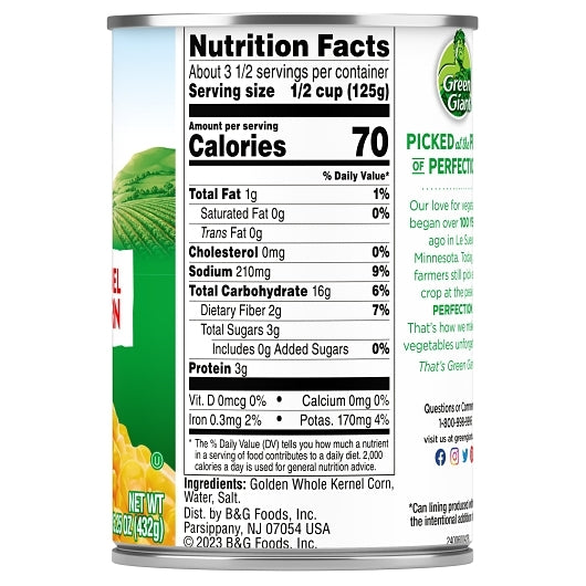 Green Giant Whole Kernel Sweet Corn, 24 x 15.25 oz Case - DOT product image 8