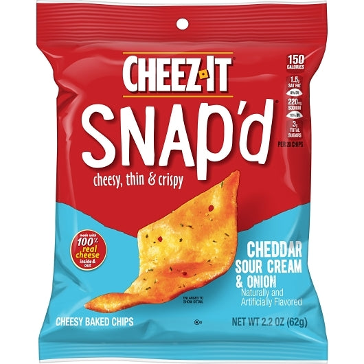 Kelloggs Cheez It Snap'd Cheddar Sour Cream And Onion Crackers, 6 x 2.2 oz Case - DOT product image 2