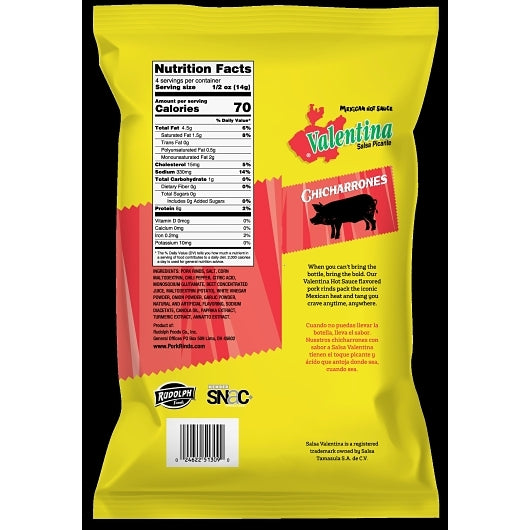 Valentina Hot Sauce Pork Rinds, 12 x 2 oz Case - Condiments & Sauces - image 2