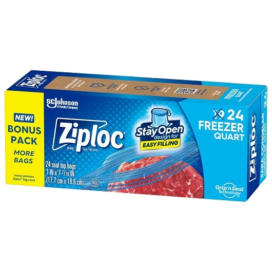 Ziploc Suso Freezer Quart Bag 24 Ct, 12 x 24 each Case - Disposables - image 2