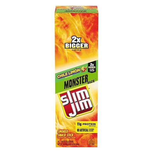 Slim Jim Chile Limon Pork & Beef Snacks, 6 x 18 x 1.94 oz Case - Meat Snacks - image 2