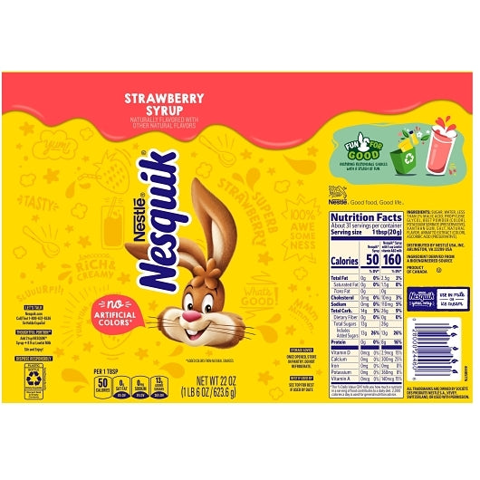 Nesquik Strawberry Syrup, 6 x 1.375 lb Case - DOT product image 8