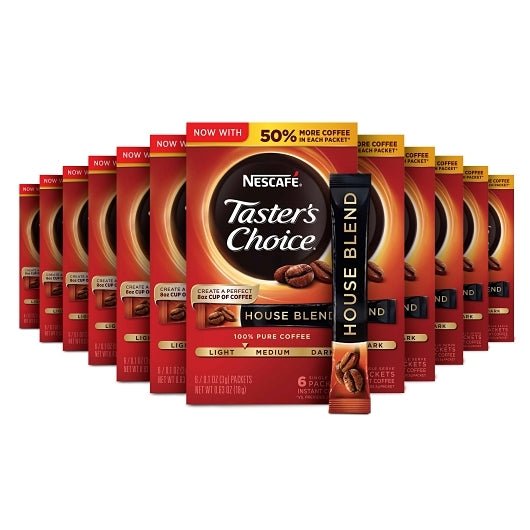 Nescafe Taster's Choice House Blend Medium Light Roast Instant Coffee, 12 x 0.635 oz Case - Coffee & Tea - image 2