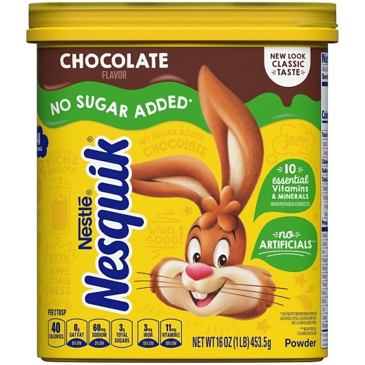 Nesquik Milk Flavoring Sugar Free Chocolate Powder, 6 x 16 oz Case - DOT product image 2