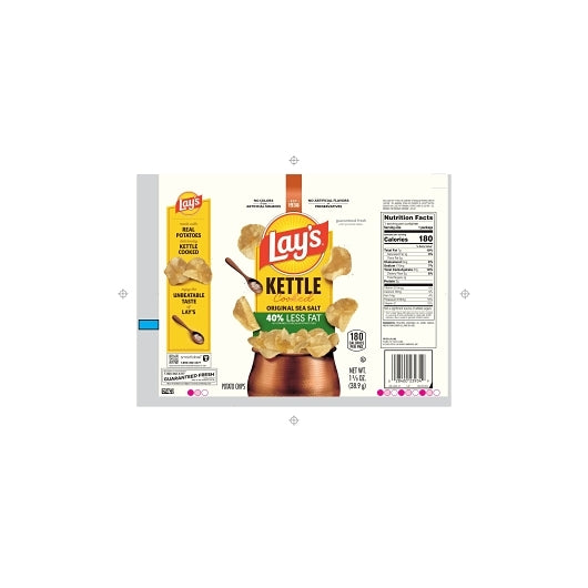 Lay's Kettle Cooked 40% Less Fat Original Potato Chips, 64 x 1.375 oz Case - DOT product image 8