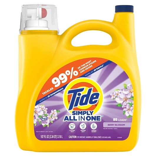 Tide Berry Blossom High Suds Simply Clean & Fresh Laundry Detergent, 4 x 107 fl oz Case - Cleaners & Sanitizers - image