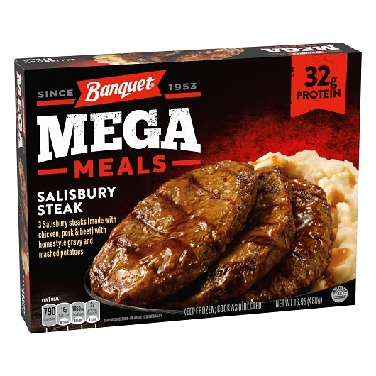 Banquet SALISBURY STEAK MEGA MEAL, 8 x 16.95 oz Case - DOT product image 2