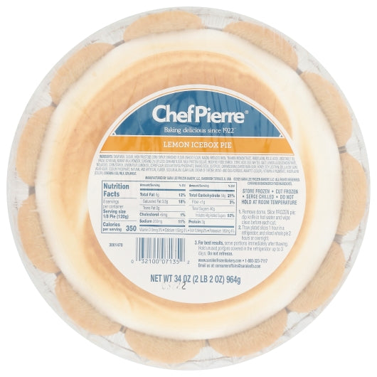 Chef Pierre 10 Inch Lemon Ice Box Pie, 6 x 2.125 lb Case - DOT product image 2