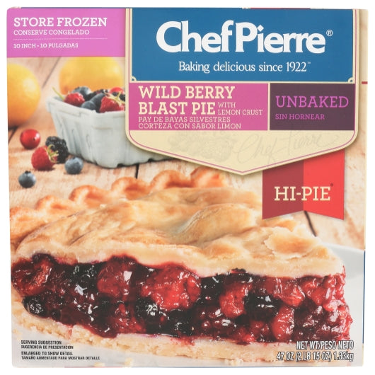 Chef Pierre Wild Berry Blast With Lemon Crust Unbaked Hi-Pie 10 Inch Pie, 6 x 47 oz Case - DOT product image 2