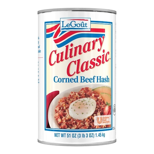 LeGout Corned Beef Hash Heat & Serve Canned Entree, 12 x 51 oz Case - DOT product image 2