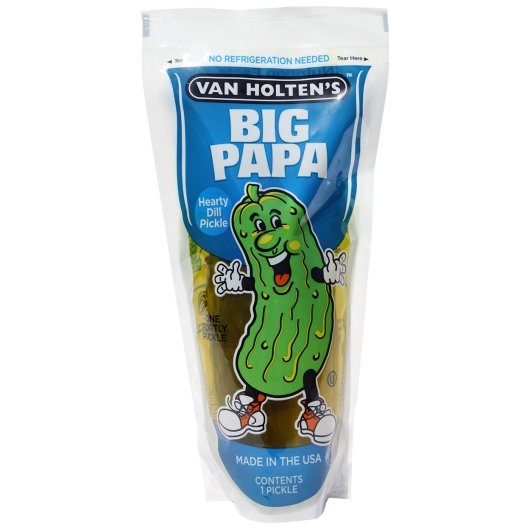 Van Holten's Dill Big Papa Pickle Whole Single Serve Pouch, 12 x 1 each Case - Alternate product angle or state