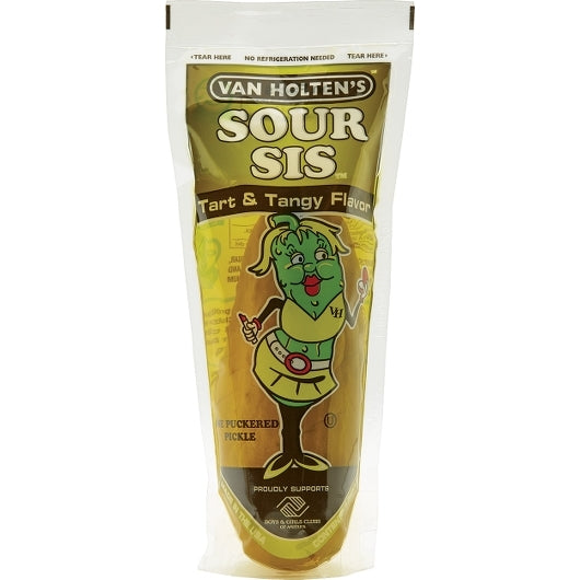Van Holten's King Size Sour Sis Pickle Whole Single Serve Pouch, 12 x 1 each Case - Alternate product angle or state