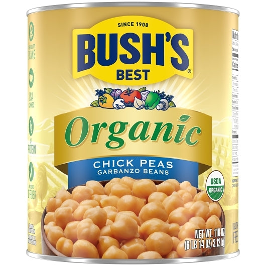 Bushs Best Organic 100% Garbanzo Beans, 6 x 110 oz Case - DOT product image 2