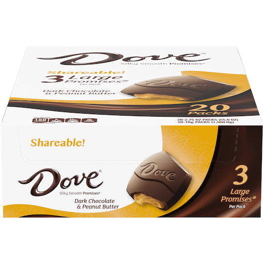 Dove Dark Chocolate Peanut Butter Share Size, 6 x 20 x 2.75 oz Case - Candy & Confections - image 2