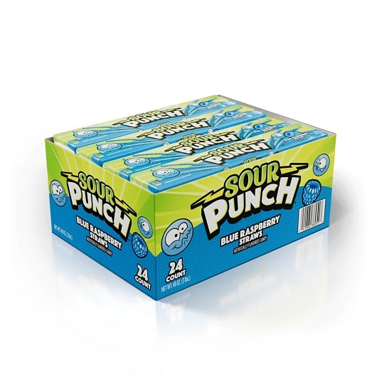Sour Punch Blue Raspberry Straws, 12 x 24 x 2 oz Case - DOT product image 2