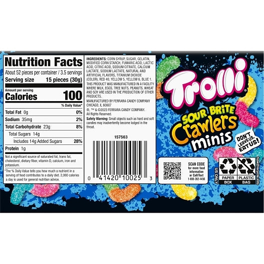 Trolli Sour Brite Crawlers Theater box, 12 x 3.5 oz Case - Alternate product angle or state