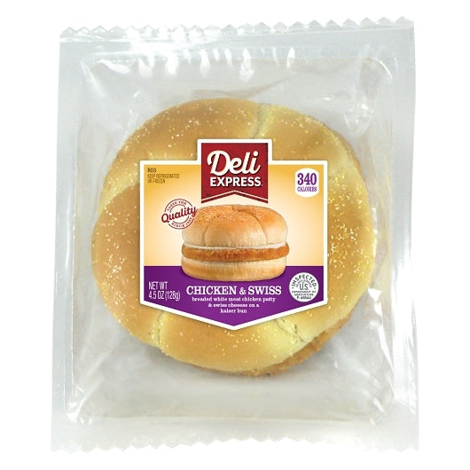 Deli Express Individually Wrapped Chicken & Swiss On Kaiser Bun Sandwich, 10 x 4.5 oz Case - DOT product image 7