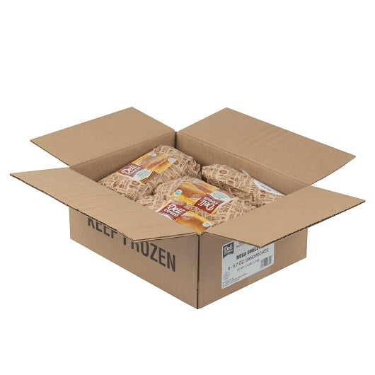 Deli Express Hot-To-Go Individually Wrapped Mega Omelet Egg, Sausage, Bacon, and Cheese Sandwich, 8 x 6.7 oz Case - Alternate product angle or state
