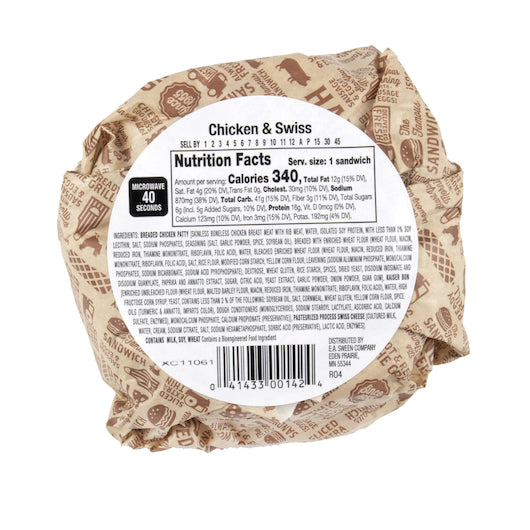 Deli Express Individually Wrapped Chicken & Swiss On Kaiser Roll Sandwich, 12 x 4.5 oz Case - DOT product image 2