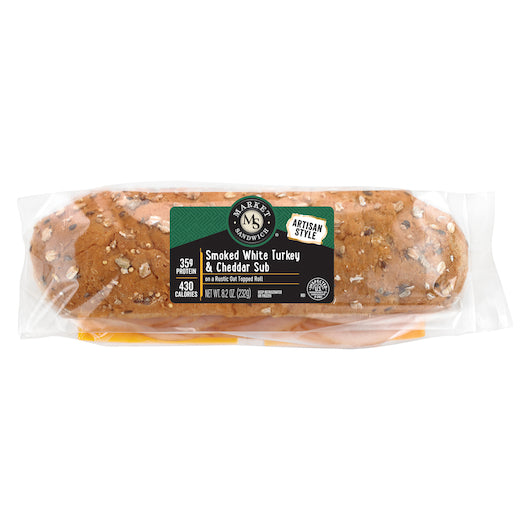 Market Artisan Style Smoked White Turkey & Cheddar Sub, 8 x 8.2 oz Case - DOT product image 2