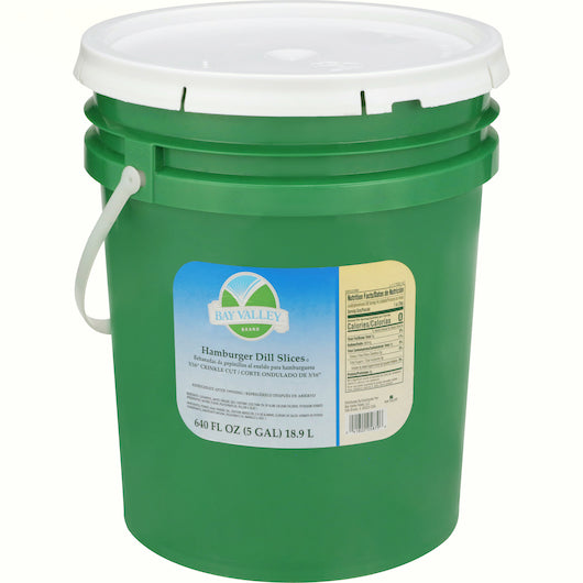 Bay Valley Dill Hamburger Premium Crinkle Cut 3/16" Pickle Chip Bulk, 1 x 5 GA Case - DOT product image 2