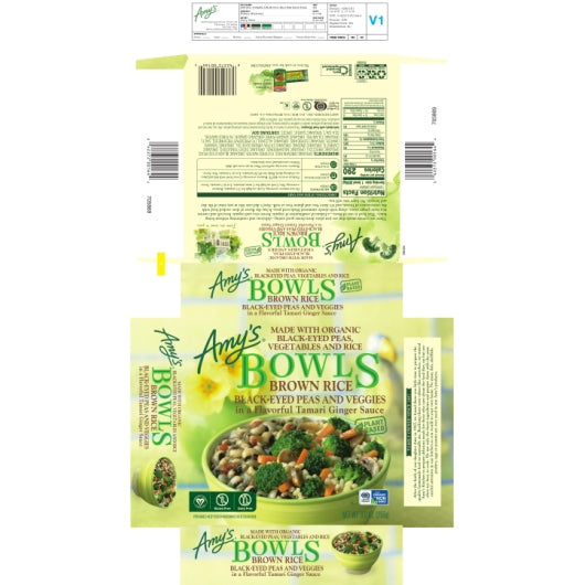 Amys Organic Brown Rice Black Eyed Peas & Veggie Bowl, 12 x 9 oz Case - DOT product image 2
