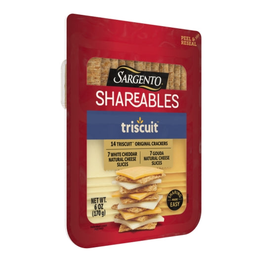 Sargento Shareables Triscuit Cracker With Mild White Cheddar And Gouda Cheese, 5 x 6 oz Case - Crackers & Grahams - imag