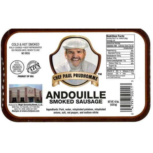Magic Seasoning Blends Regular Andouille Smoked Sausage, 1 x 10 lb Case - Spices Seasonings