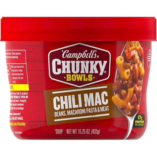 Campbell's Chunky Chili Mac Soup, Microwavable Bowl, 8 x 15.25 oz Case - Prepared Foods - image 2