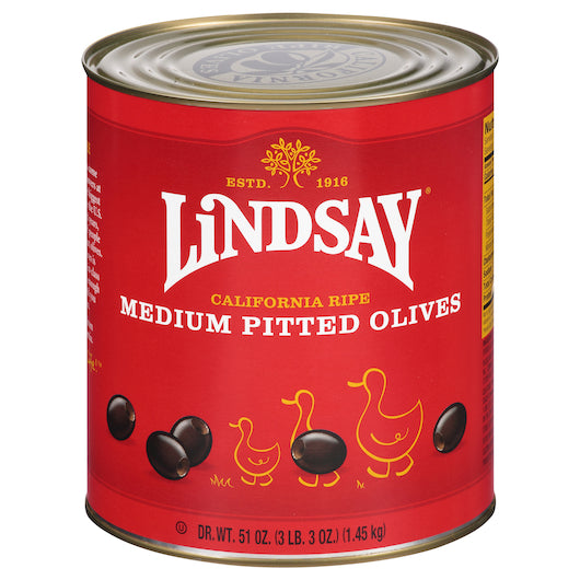 Lindsay Ripe Medium Black Pitted Domestic Olives Canned, 6 x 51 oz Case - DOT product image 2