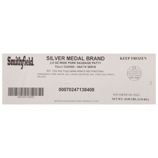 Farmland Silver Medal Farmland Fully Cooked Silver Medal Wide Sausage Patty, 1 x 10.88 lb Case - DOT product image 8