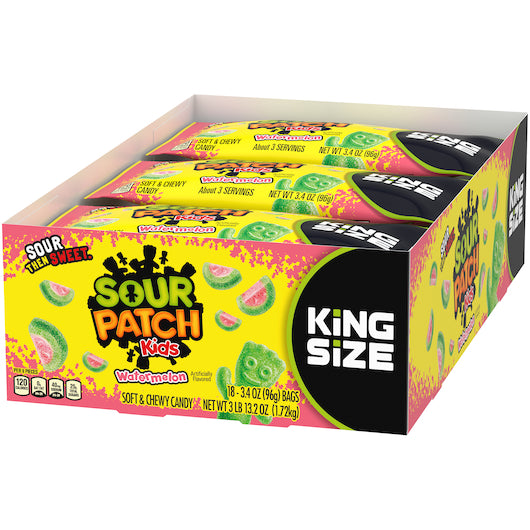 Sour Patch Watermelon Fat Free Soft Candy Gummy Candy King Size, 8 x 18 x 3.4 oz Case - DOT product image 8