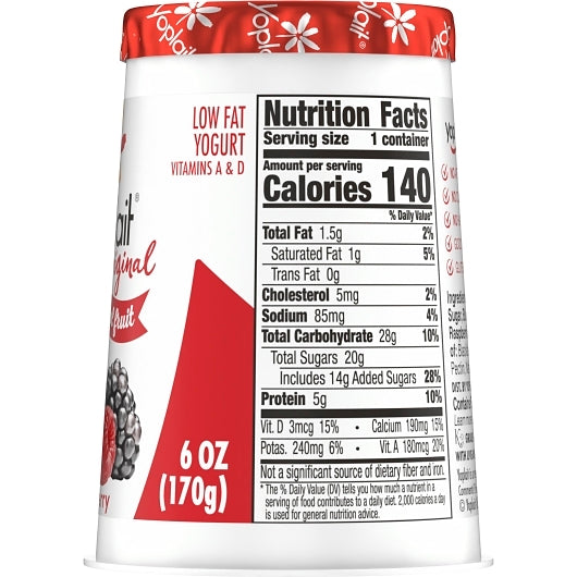 Yoplait Original Mixed Berry Yogurt, 12 x 6 oz Case - DOT product image 8