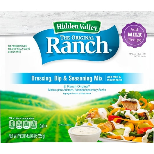 Hidden Valley Milk Based Original Ranch Dry Salad Dressing Mix, 12 x 8 oz Case - DOT product image 2
